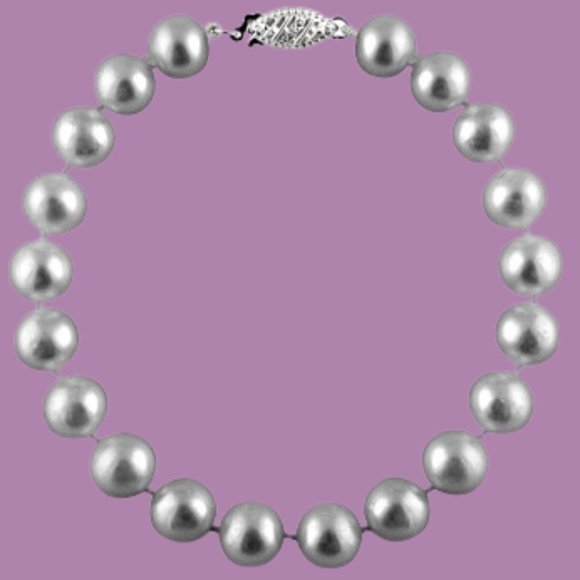 11-11.5MM Silver CFWP Pearl Rhodium over Sterling Silver line Bracelet - Picture 1 of 2